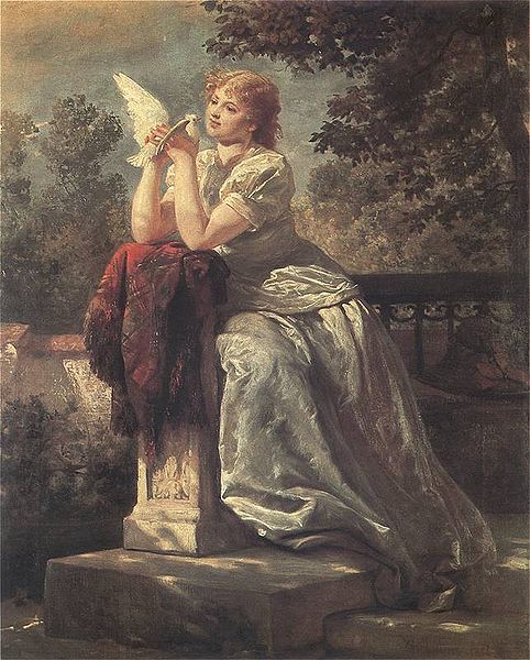 Girl with a pigeon.